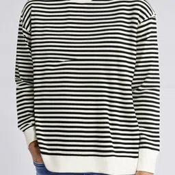 MACK JONNEY Men Striped Monochrome Raw Edge T-shirt-image-80