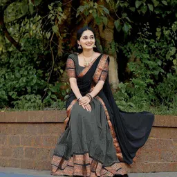 MANMOHITSAREE Zari Work Semi-Stitched Lehenga & Unstitched Blouse With Dupatta image 2