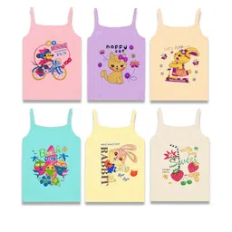 BODYSHINE Girls Printed Sleeveless Innerwear Vests - Set Of 6-image-60