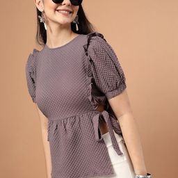 Style Quotient Self Design Puff Sleeve Ruffles Top-picture-21