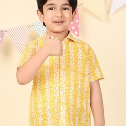 Fabindia Boys Floral Printed Spread Collar Cotton Casual Shirt-image-77