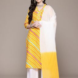 Readiprint Fashions Leheriya Printed Beads & Stones Pure Cotton Kurta Set-picture-20