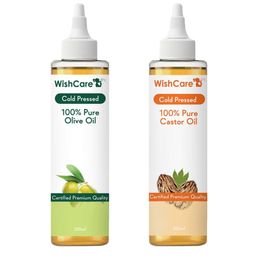WishCare Set of Pure Coldpressed Olive & Castor Hair Oil - 200 ml each-15