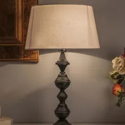 Homesake Black Nordic Waterdrop Matt Table Lamp with White Drum Shade (Bulb Included) - Set of 1-43
