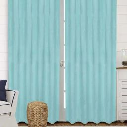 Saral Home Easy Living Teal Polyester 224 GSM Velvet Curtain-24