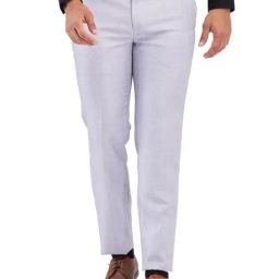 Raymond Blue Slim Fit Checks Trousers-image-93