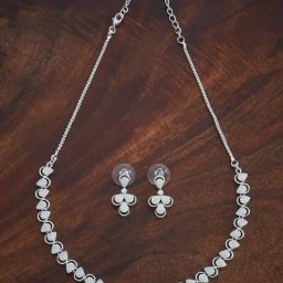 Kushal's Fashion Jewellery White Rhodium Polished Set for Women-picture-10