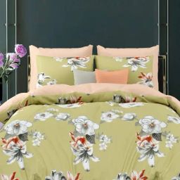 Living Roots Floral Green 300 TC Cotton Bedsheet with 2 Pillow Covers-image-38
