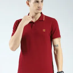 Rock.It Wine Cotton Blend Regular Fit Solid Polo T-Shirt-image-66