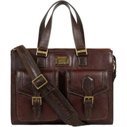 Hidesign Tan & Dark Brown Harlem Texture Large Leather Briefcase-image-84