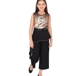 Cutecumber Kids Black Embellished Jumpsuit-image-55