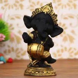 eCraftIndia Golden and Black Lord Ganesha Dancing Avatar Decorative Showpiece-18