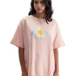 The Souled Store Pink Cotton Graphic Print T-Shirt-picture-39