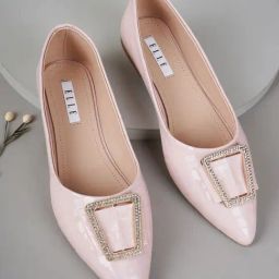 Elle Women's Nude Pink Flat Ballets-image-65