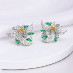 GIVA 925 Sterling Silver Bhumi Tranquil Trillium Stud Earrings For Women-image-65