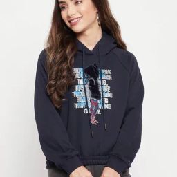 MADAME Navy Full Sleeves Hoodie-image-0