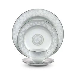 NORITAKE Winter Sonata White & Grey Porcelain Rim Dinner Set-image-44