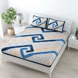 Living Roots Multicolor Cotton 140 TC King Bedsheet with 2 Pillow Covers-image-11