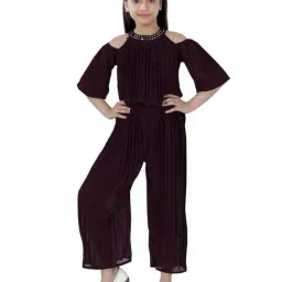 poplins Kids Purple Cotton Regular Fit Jumpsuit-image-27
