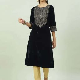 Biba Navy Printed Straight Kurta-image-96