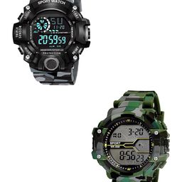 THE SHOPOHOLIC Men Pack Of 2 Dial & Straps Digital Watches Army Green-C Shock Grey-image-9