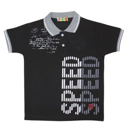 Little Marco Boys Typography Printed Polo Collar Applique T-shirt-image-98
