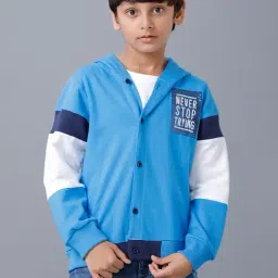 Under Fourteen Only Kids Blue & White Embroidered Full Sleeves Sweatshirt-picture-0