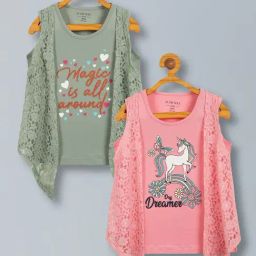 Plum Tree Coral Cotton Regular Fit T-Shirts & Shrug - Pack of 2-image-73