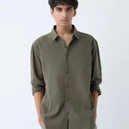 ETA by Westside Olive Relaxed-Fit Cotton Shirt-picture-33