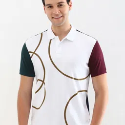 Allen Solly Men Colourblocked Polo Collar Cotton T-shirt-image-91