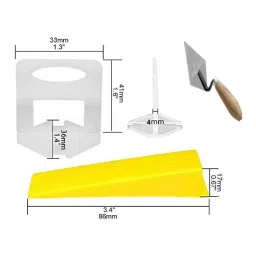 FLAMINGO ENTERPRISE Tile Leveling System Kit 100 Wedge and 200 Clips 4 mm With Spacers Lever Non-Magnetic Yellow & White 5 cm Length, FM-504 image 4
