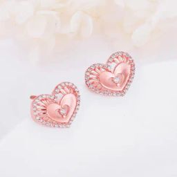 GIVA Anushka Sharma Love is Everywhere 925 Silver Love Affair Rose Gold Stud Earrings-image-79
