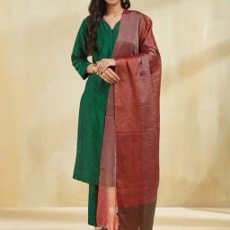 Fabindia Rust Cotton Hand Woven Dupatta-picture-44