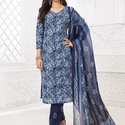 MIRAAN Women Ethnic Motifs Printed Regular Pure Cotton Kurta with Trousers & With Dupatta-picture-24