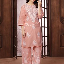 KALINIChikankari Embroidered Tunic With Trousers Co-Ords-picture-37