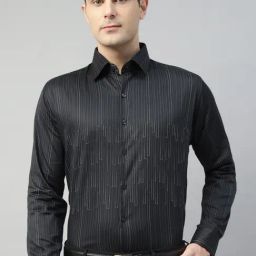 Hancock Black Slim Fit Printed Shirt-image-103
