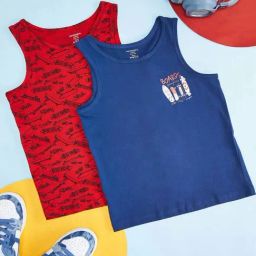 Pantaloons Junior Navy & Red Cotton Printed Vest-image-76
