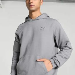 Puma Grey Cotton Regular Fit Hooded Sweatshirt-image-15