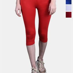 FRENCH KLEIDER Girls Pack Of 4 Solid Mid-Rise Slim Fit Slip-On Capris-image-73