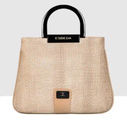 Esbeda Beige Textured Medium Handbag-31