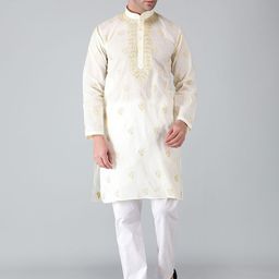 Seva Chikan Men Ethnic Motifs Embroidered Chikankari Handloom Kurta-image-91