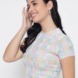 Sugercandy Checked Net Crop Top image 2