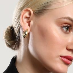 SOHI Set Of 2 Gold-Plated Chain Teardrop Studs Earrings image 2