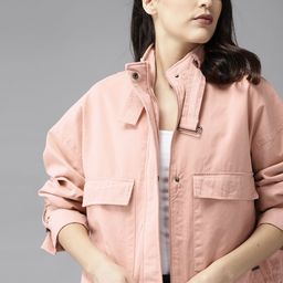Roadster Women Pink Solid Boxy Tailored Jacket-picture-18