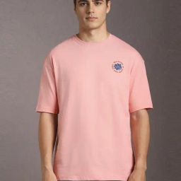 Louis Philippe Pink Cotton Regular Fit Printed T-Shirt-image-74