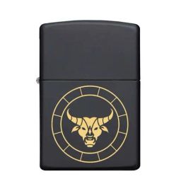 Zippo Black & Gold Taurus Zodiac Sign Brass Pocket Lighter-image-80