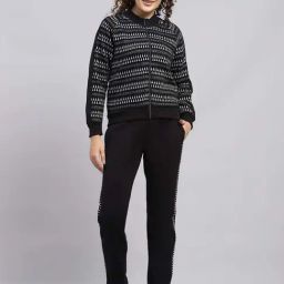 Monte Carlo Black Regular Fit Self Pattern Tracksuits-image-84