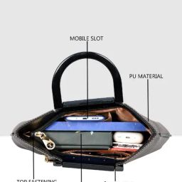 Esbeda Black Textured Medium Handbag image 4
