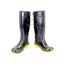 Duck Back PVC Yellow Sole Gum Boot With Steel Toe, Size: UK 9-image-31
