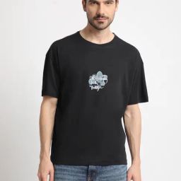 Bene Kleed Black Cotton Loose fit Print T-Shirt-picture-34
